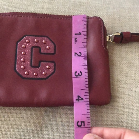 Coach Corner zip Smooth Crimson Leather wristlet - Picture 2 of 10